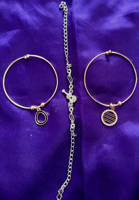 Rose Gold & Silver Plated Charm Bracelet for Women | Elegant Minimal Fashion Jewellery