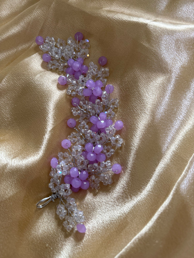 Purple Floral Crystal Beaded Hair Band – Elegant Party Wear Hair Accessory for Women