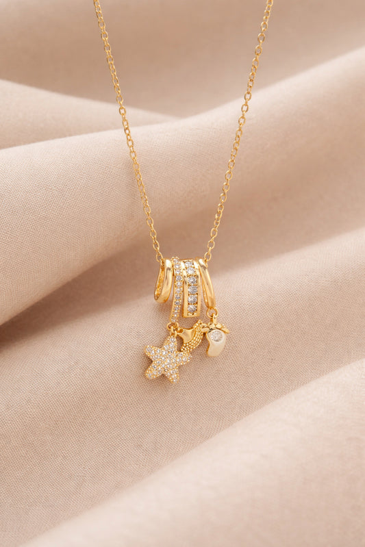 Women’s Anti Tarnish Gold Plated Pendant Necklace with Star Charm | Trendy Daily Wear Chain Necklace for Girls & Women
