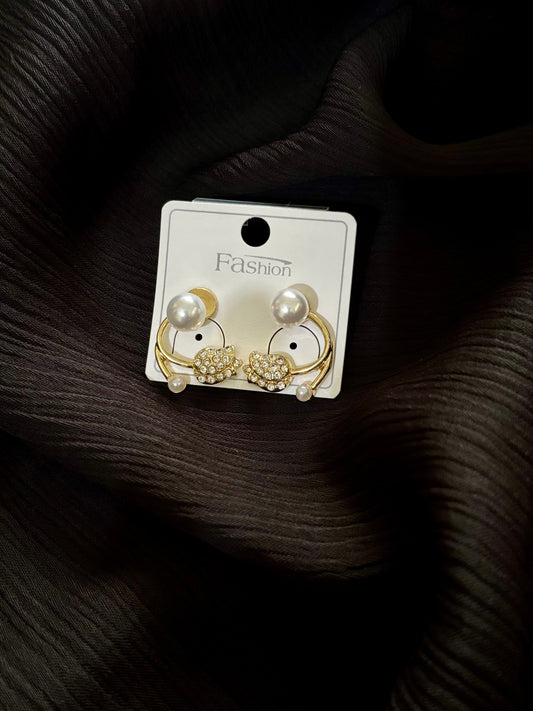 Korean Style Pearl Hoop Earrings – Gold Plated Crystal Charm Fashion Earrings for Women