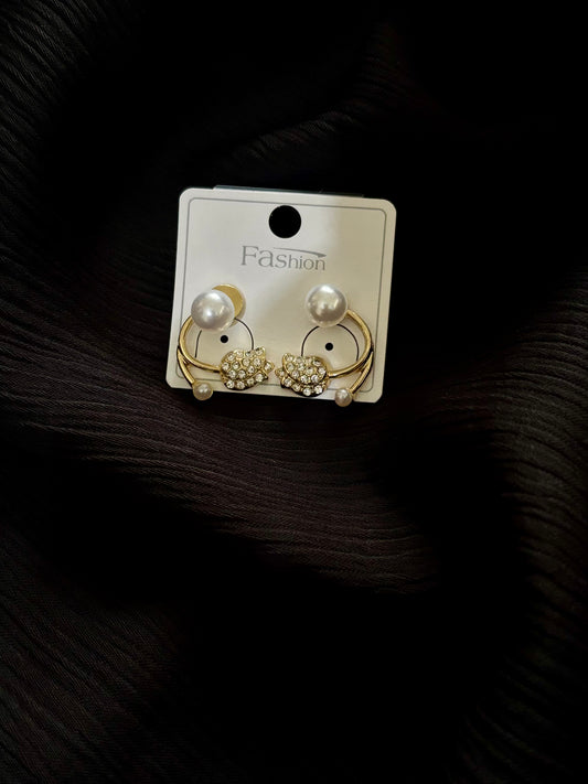 Korean Style Pearl Hoop Earrings – Gold Plated Crystal Charm Fashion Earrings for Women