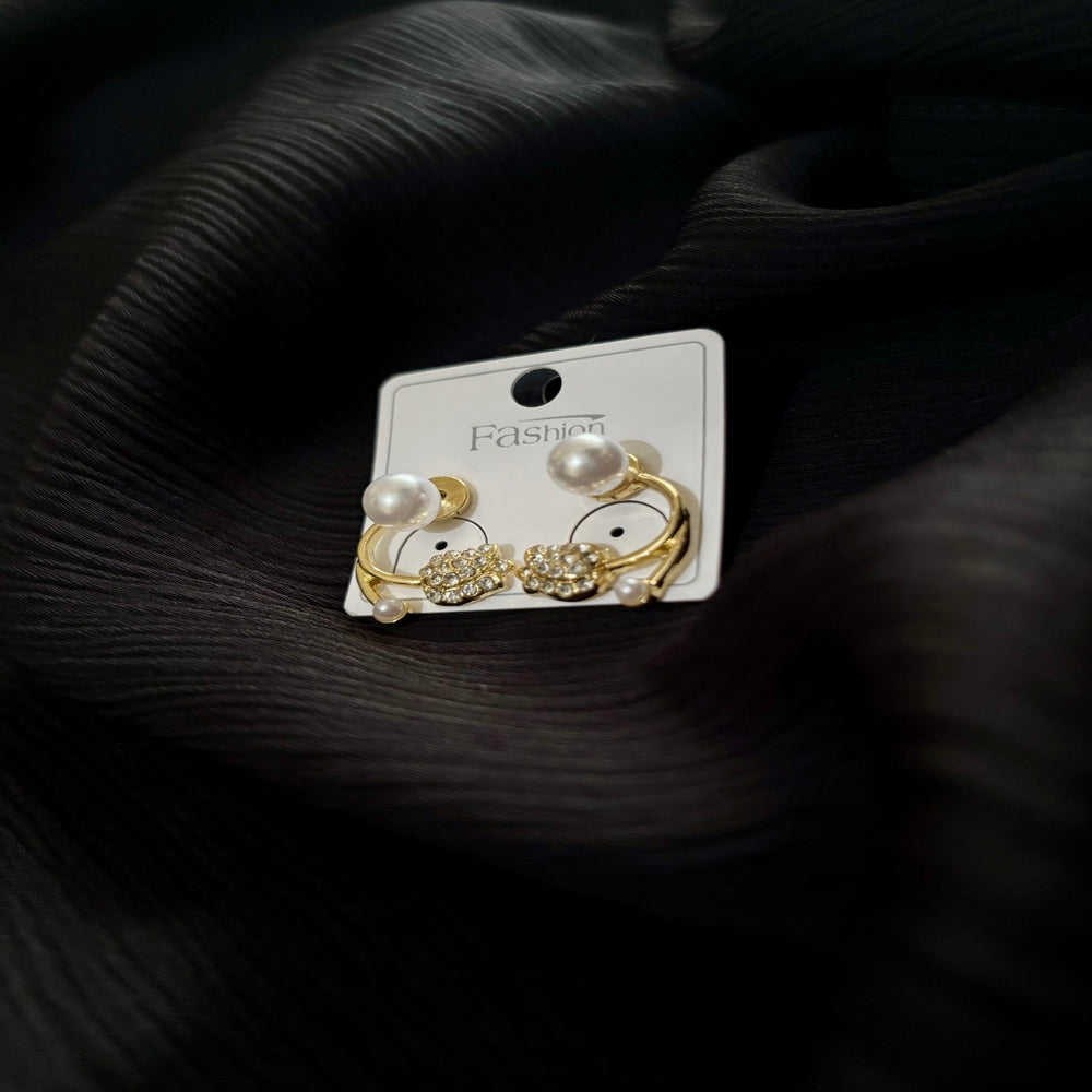 Korean Style Pearl Hoop Earrings – Gold Plated Crystal Charm Fashion Earrings for Women