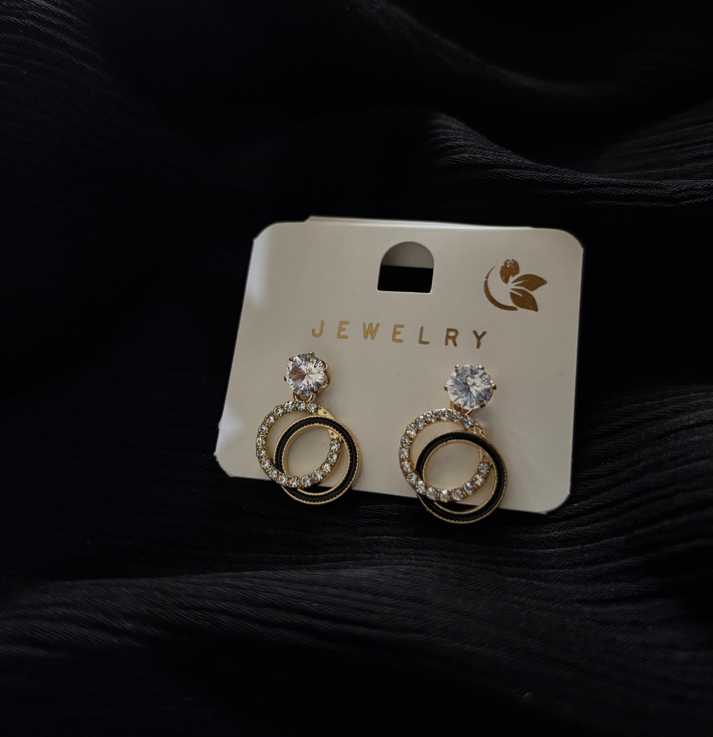 Elegant Crystal Double Circle Earrings for Women – Korean Style Gold Rhinestone Drop Earrings