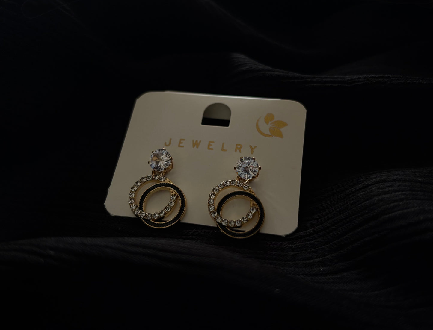 Elegant Crystal Double Circle Earrings for Women – Korean Style Gold Rhinestone Drop Earrings