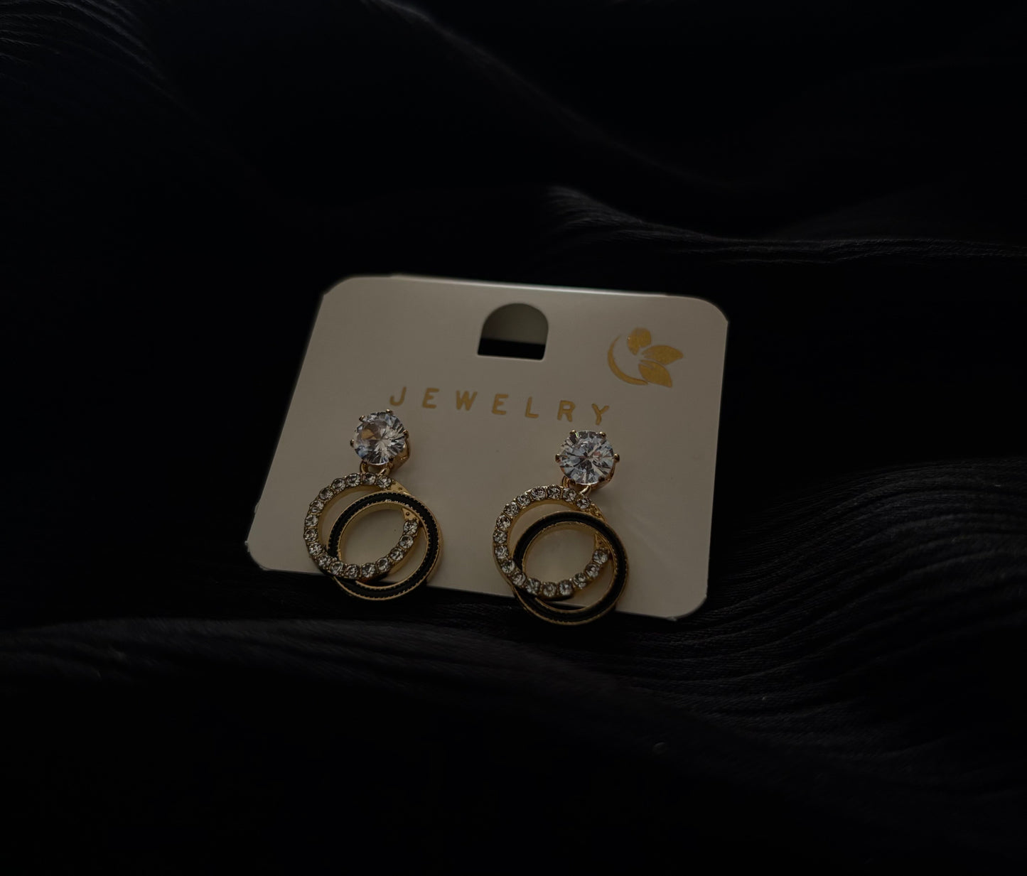 Elegant Crystal Double Circle Earrings for Women – Korean Style Gold Rhinestone Drop Earrings