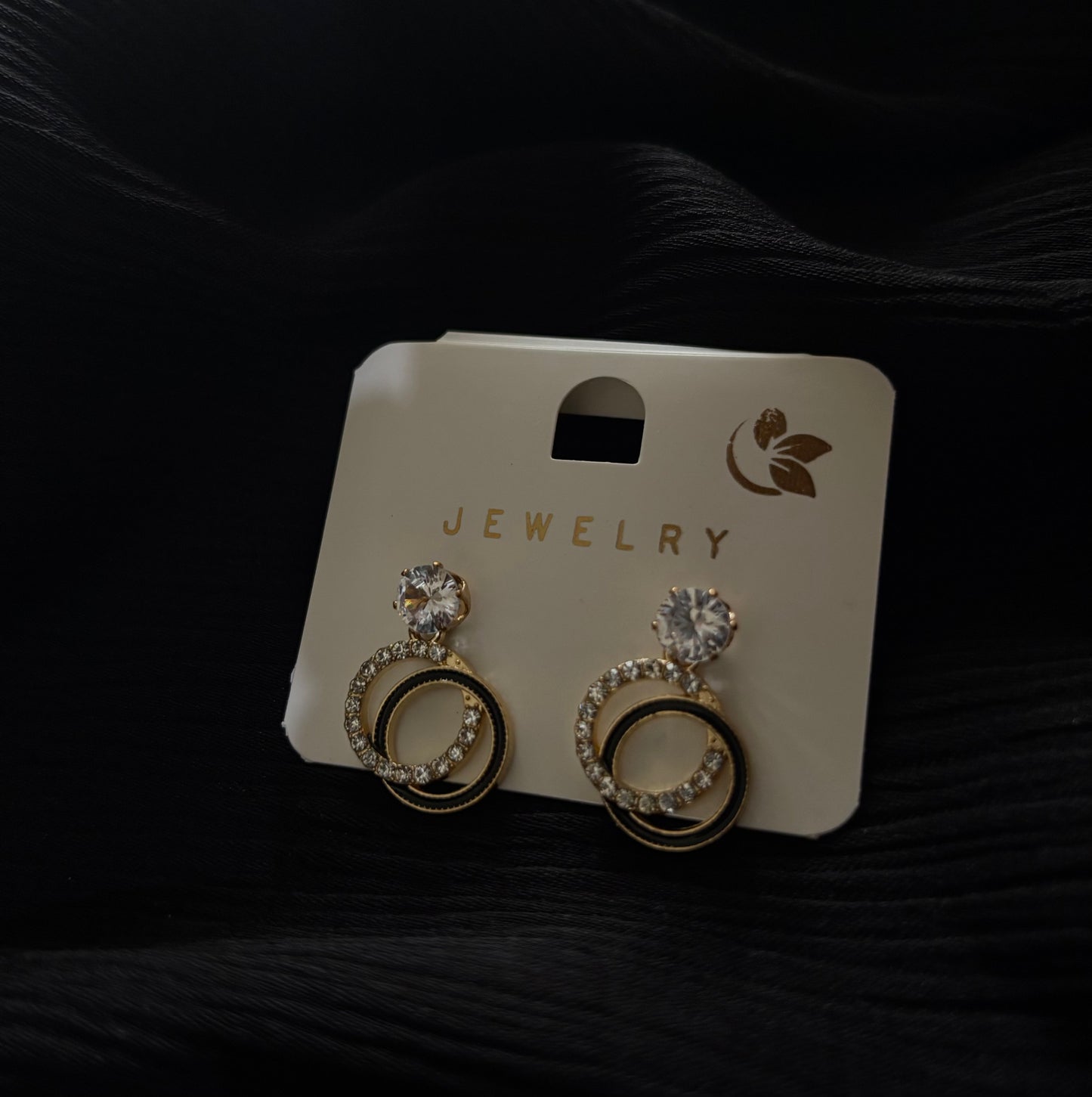 Elegant Crystal Double Circle Earrings for Women – Korean Style Gold Rhinestone Drop Earrings