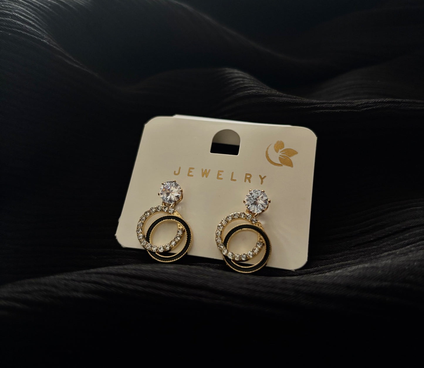 Elegant Crystal Double Circle Earrings for Women – Korean Style Gold Rhinestone Drop Earrings