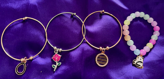 4 Piece Charm & Beaded Bracelet Set for Women – Cute Minimal Fashion Jewelry  Product Description