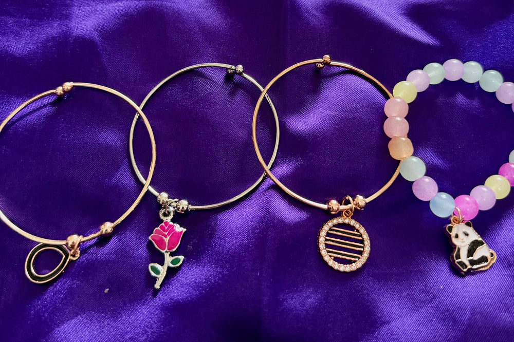 4 Piece Charm & Beaded Bracelet Set for Women – Cute Minimal Fashion Jewelry  Product Description
