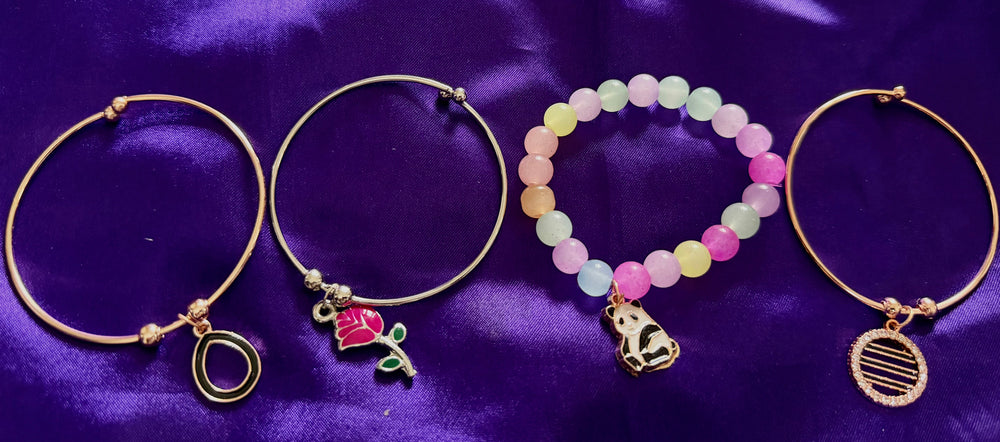 4 Piece Charm & Beaded Bracelet Set for Women – Cute Minimal Fashion Jewelry  Product Description