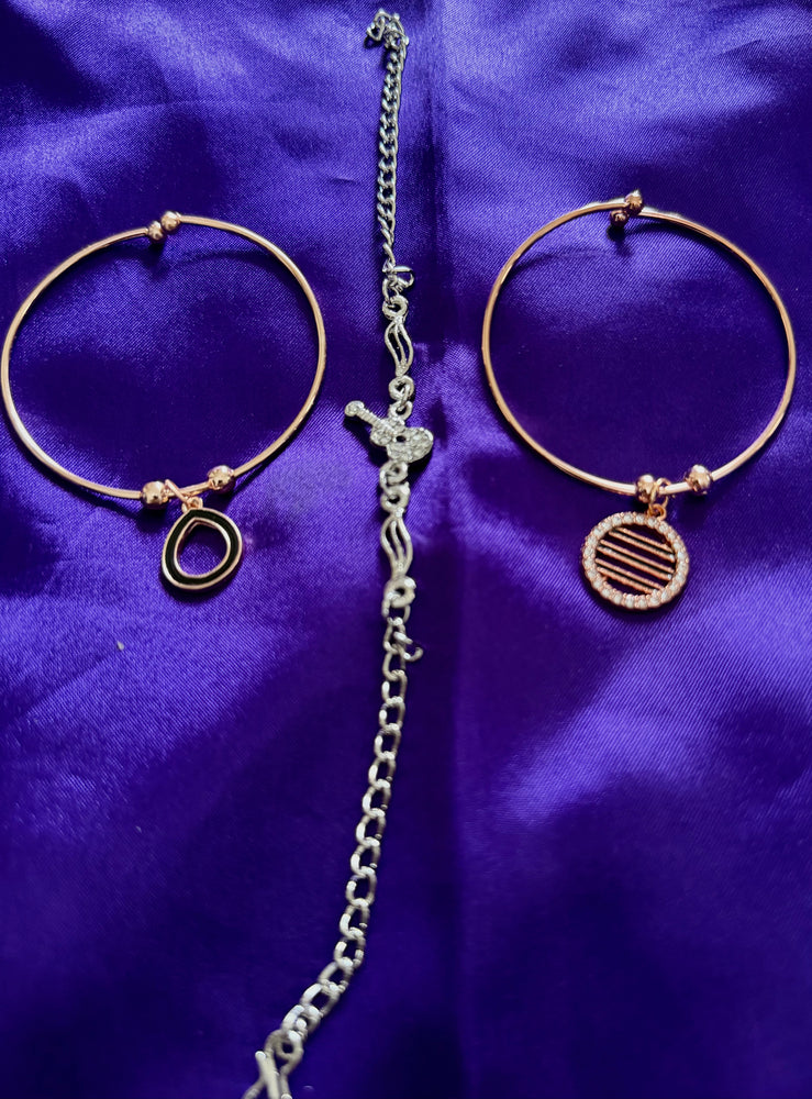 Rose Gold & Silver Plated Charm Bracelet for Women | Elegant Minimal Fashion Jewellery