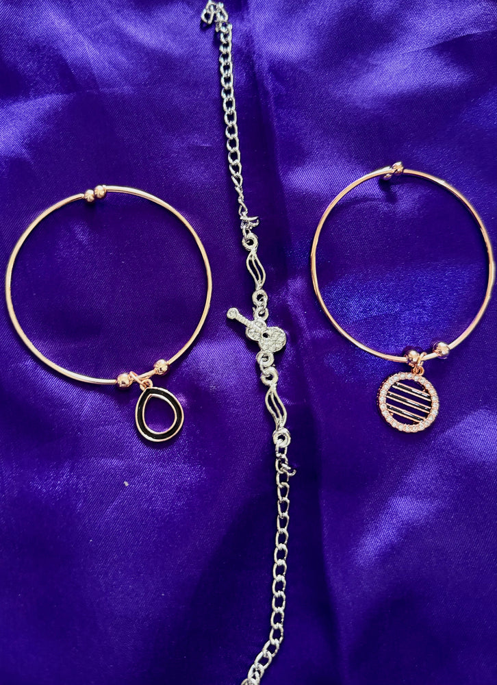 Rose Gold & Silver Plated Charm Bracelet for Women | Elegant Minimal Fashion Jewellery