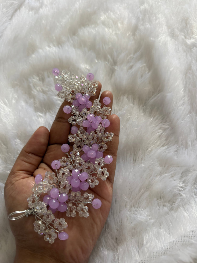 Purple Floral Crystal Beaded Hair Band – Elegant Party Wear Hair Accessory for Women