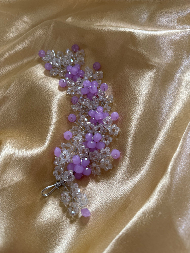 Purple Floral Crystal Beaded Hair Band – Elegant Party Wear Hair Accessory for Women