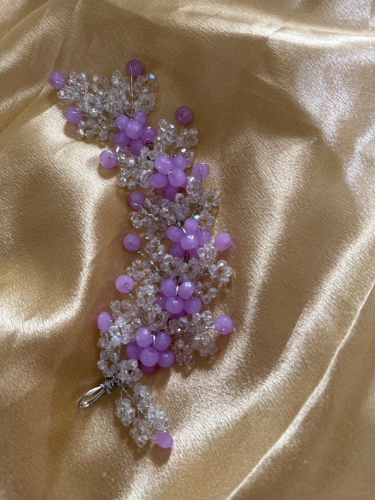 Purple Floral Crystal Beaded Hair Band – Elegant Party Wear Hair Accessory for Women
