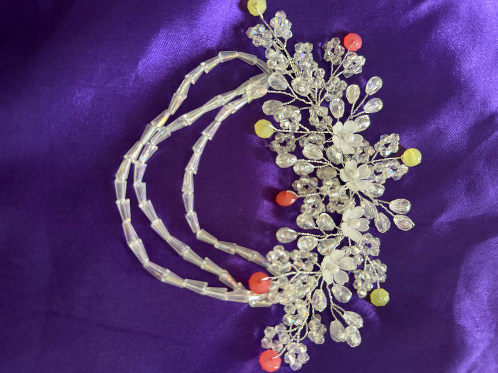 Floral Crystal Beaded Hair Band – Elegant Party Wear Hair Accessory for Women