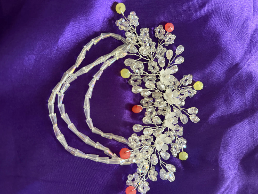 Floral Crystal Beaded Hair Band – Elegant Party Wear Hair Accessory for Women