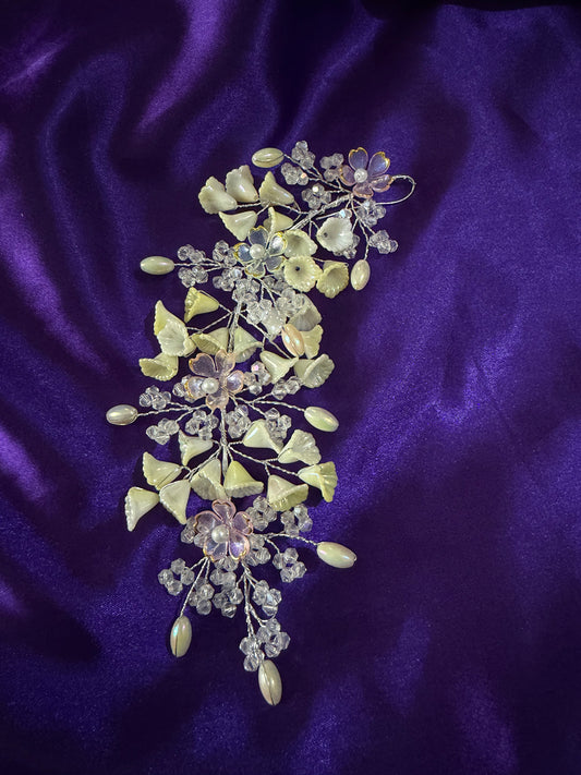 Elegant Floral Vine Hair Accessory – Crystal & Pearl Bridal Hair Clip for Weddings & Special Occasions