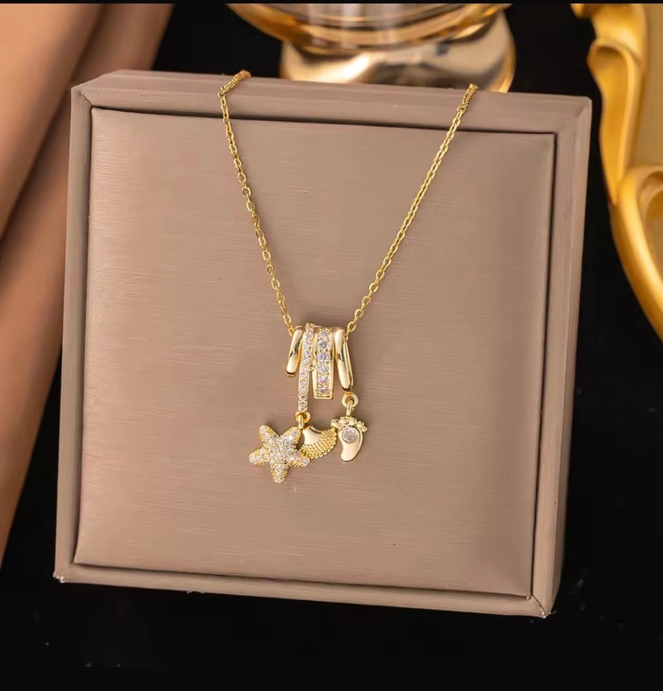 Women’s Anti Tarnish Gold Plated Pendant Necklace with Star Charm | Trendy Daily Wear Chain Necklace for Girls & Women
