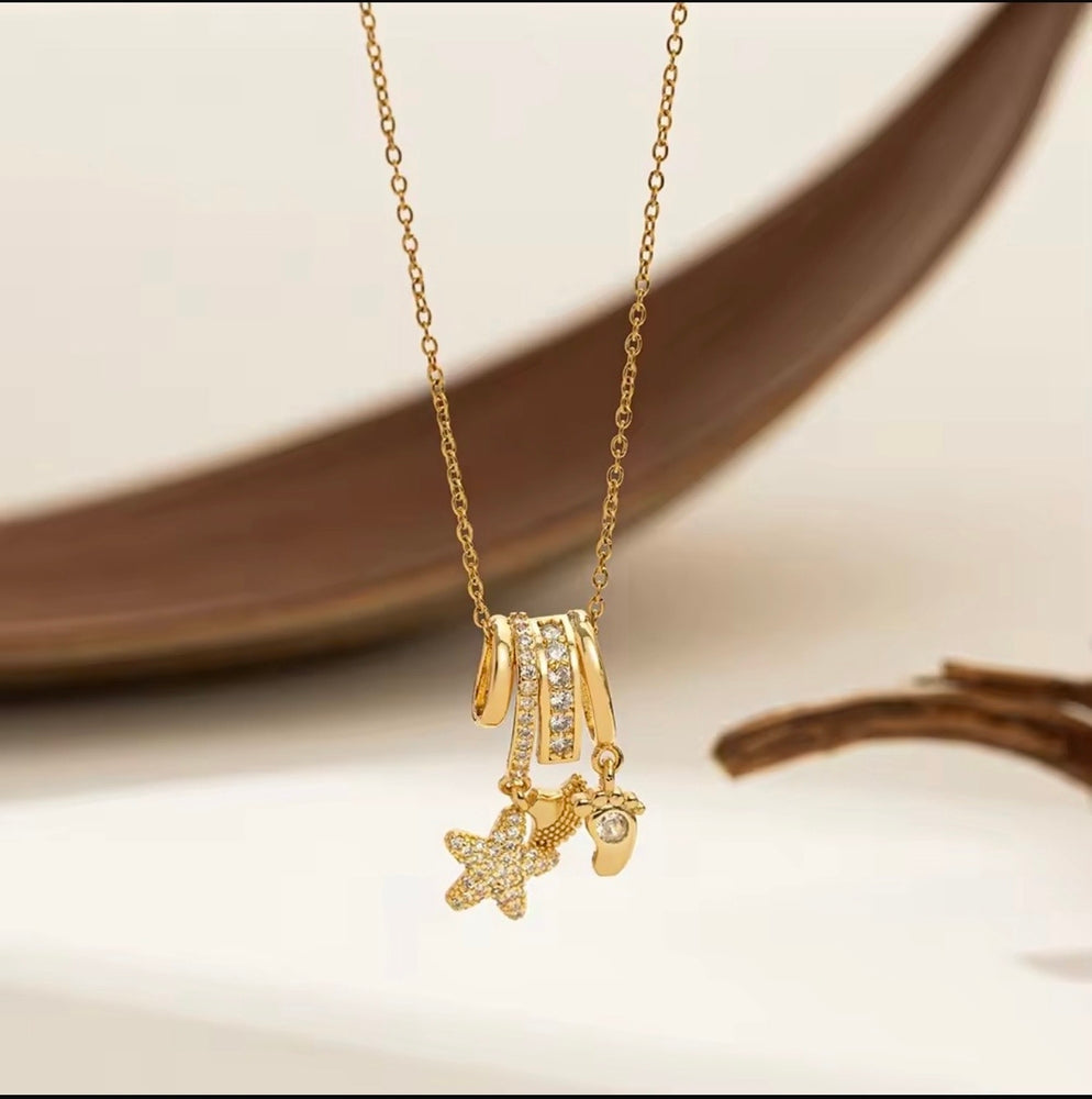 Women’s Anti Tarnish Gold Plated Pendant Necklace with Star Charm | Trendy Daily Wear Chain Necklace for Girls & Women