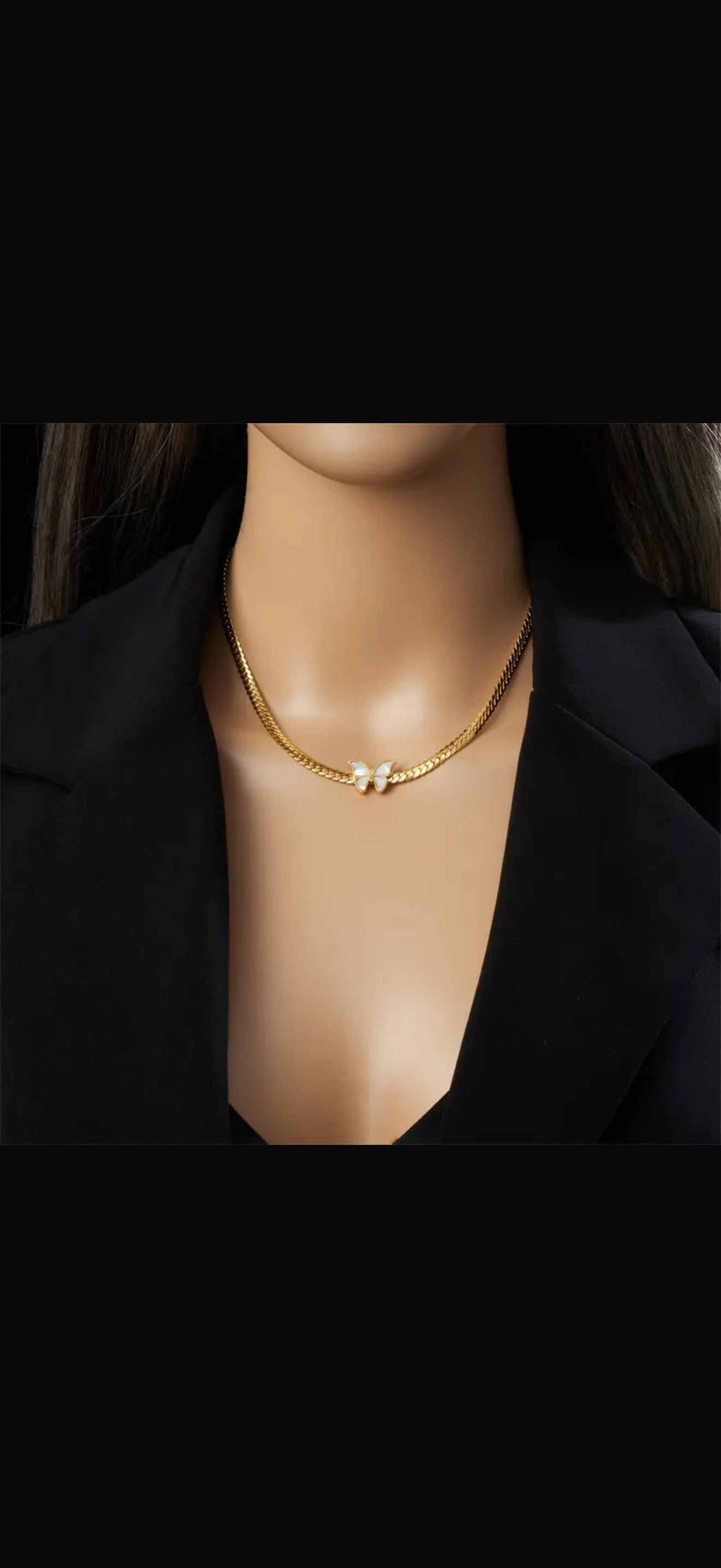 Anti Tarnish Gold Plated Butterfly Necklace for Women | Premium Cuban Chain Stainless Steel Necklace | Waterproof Trendy Jewelry