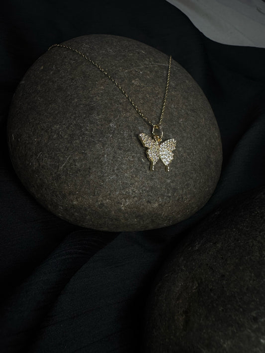 Gold Plated Butterfly Anti-Tarnish Pendant Necklace for Women – Elegant Minimal Party Wear Jewellery