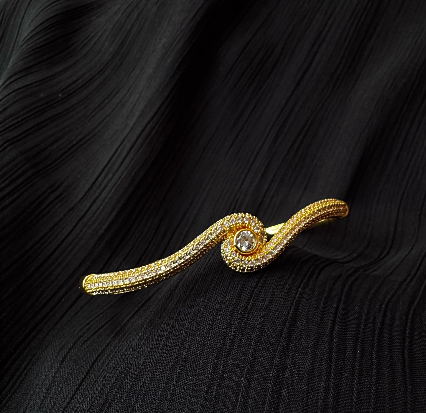 Spiral Detail Anti-Tarnish Gold Plated Bracelet for Women | Minimal Luxury Adjustable Bangle